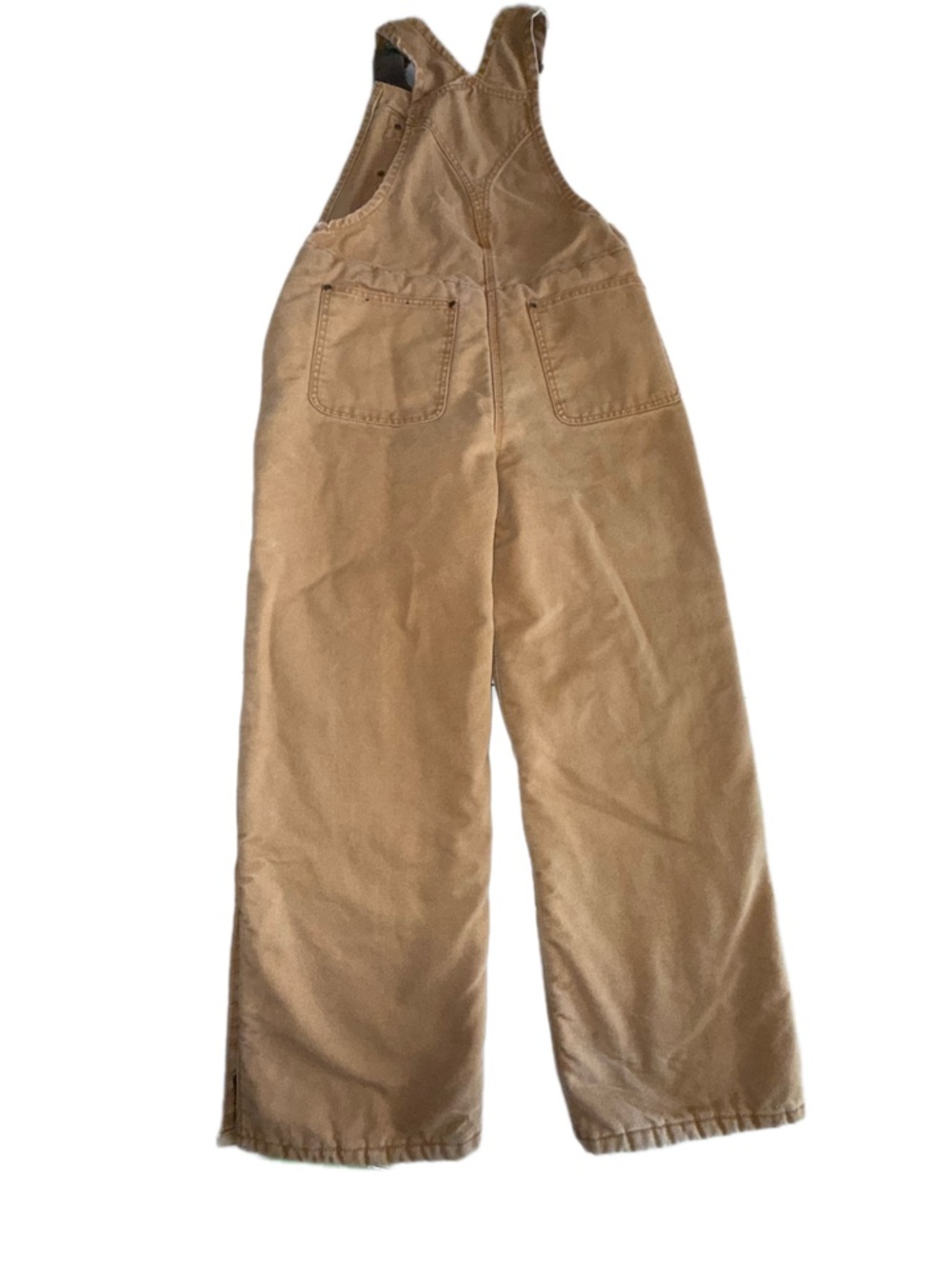 Carhartt Boys Size 12 Brown Duck Canvas Overalls Knee Pad Inseam 25 Workwear - Picture 2 of 11